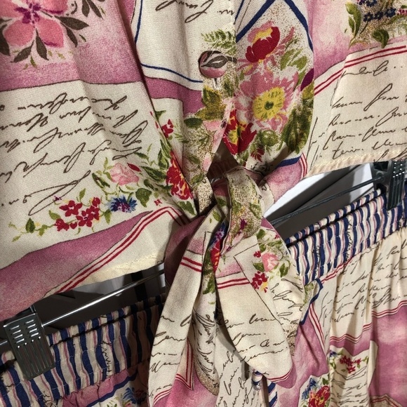 Vintage Kathie Lee Floral Rayon Blouse and Shorts Set Pink Large - Picture 7 of 14